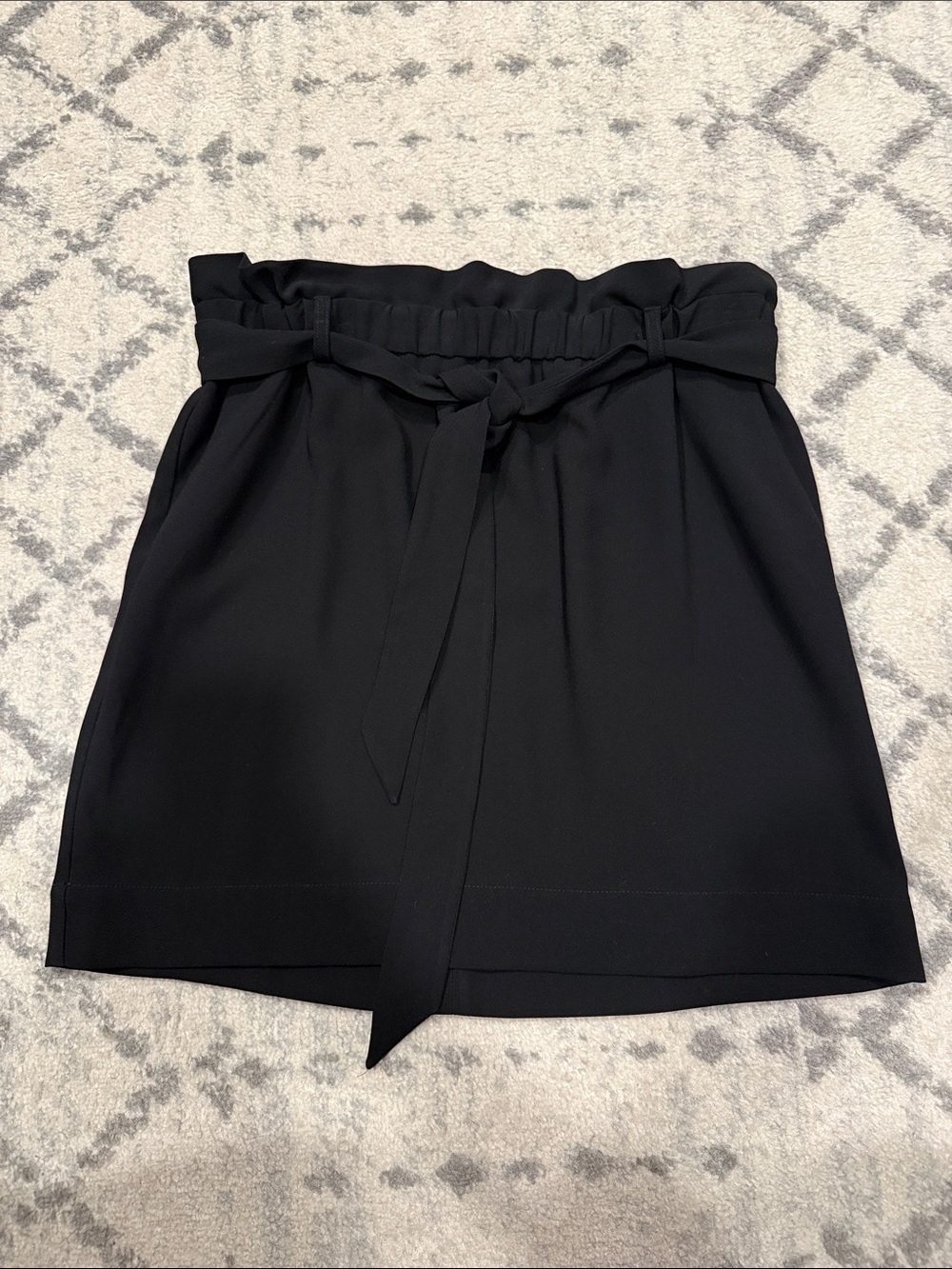 Express Black Paperbag Waist Mini Skirt with Tie